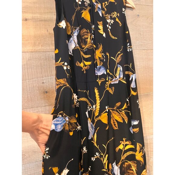 ERDEM  Black Cecilia Birds Pintuck Midi Dress Size US 2 - Picture 8 of 10